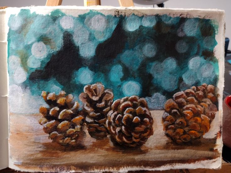 Painting Challenge #3 | Pine Cones
