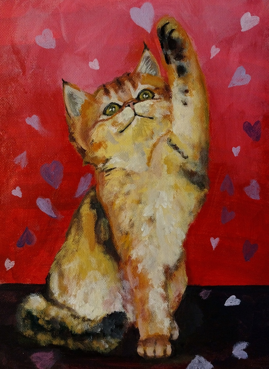 Valentine Kitten Painting Process